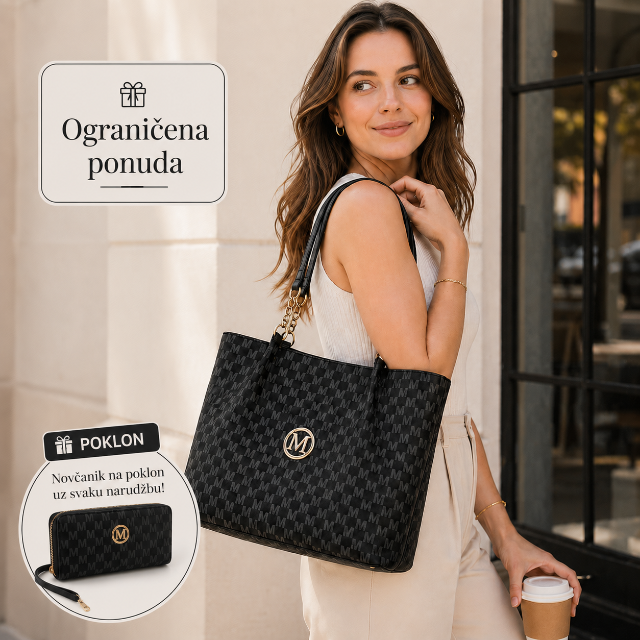 【50% POPUSTA】Elegantna torba za rame 2026 – ograničena ponuda: uz torbu dobivate novčanik gratis
